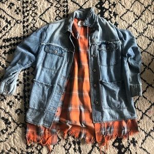Free people denim flannel jacket